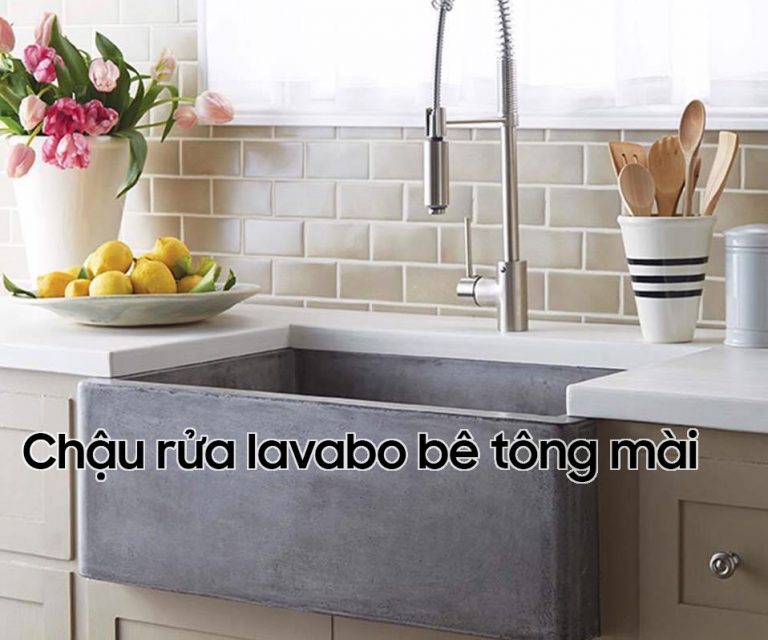 Chậu rửa tay bằng bê tông mài