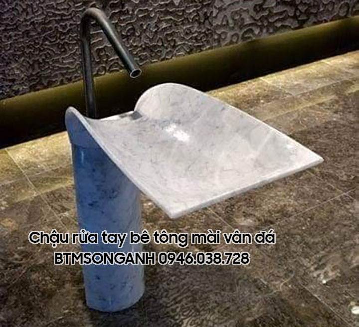 Chậu rửa tay bê tông mài vân đá