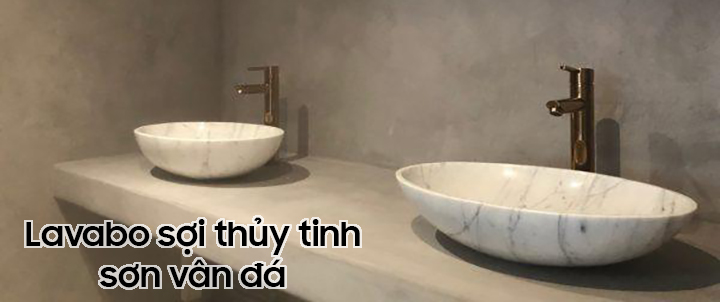 lavabo bê tông mài sợi thủy tinh sơn giả vân đá