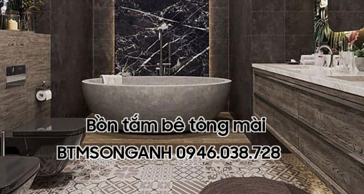 Mẫu bồn tắm bê tông mài đẹp