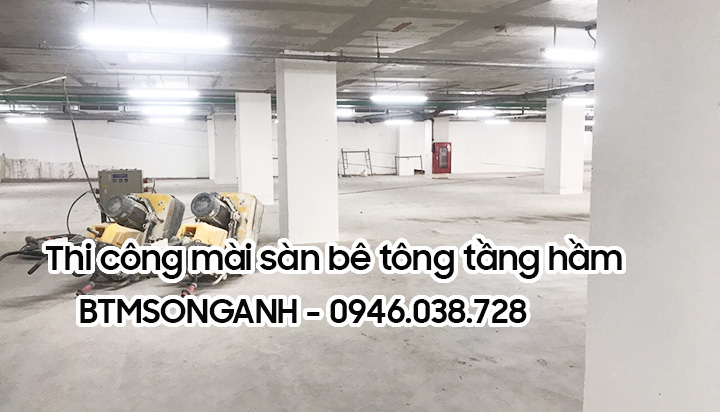 Thi công mài sàn bê tông tầng hầm