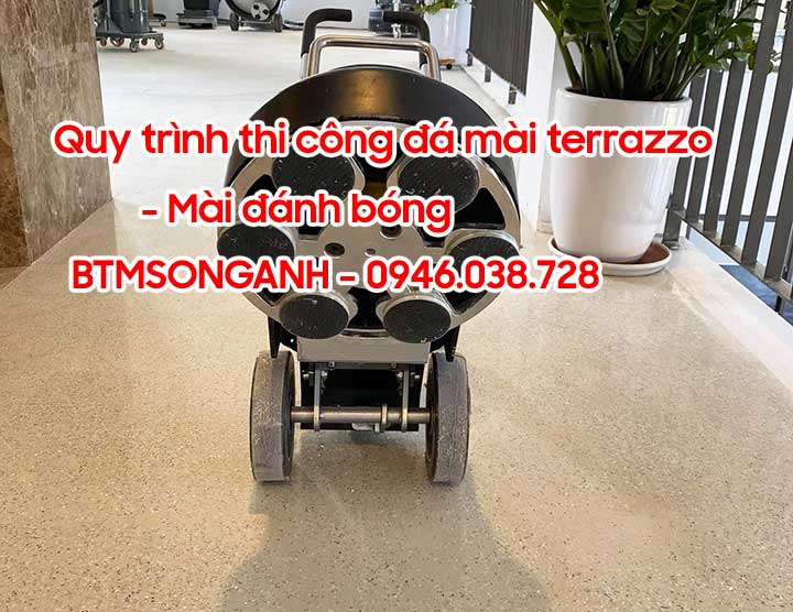 Quy trình thi công sàn đá mài terrazzo - mài đánh bóng