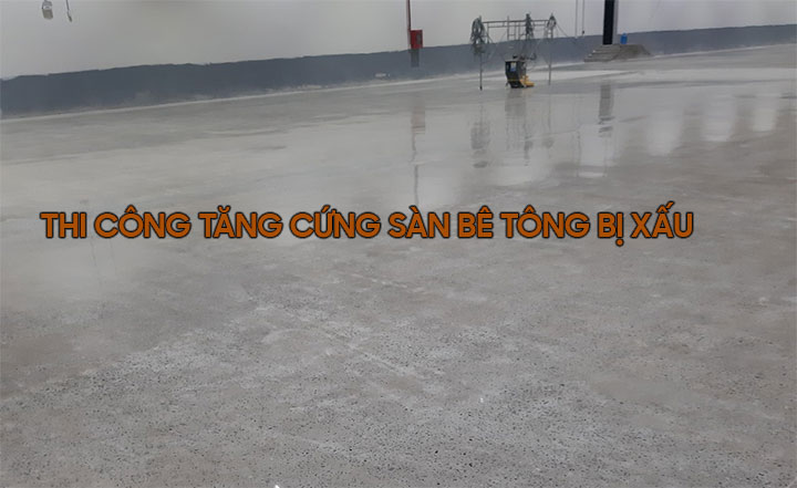 Thi công tăng cứng sàn bê tông bị xấu
