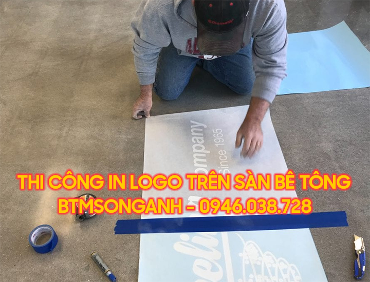 Thi công in logo trên sàn bê tông