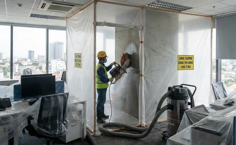 Khoan cắt bê tông chống bui