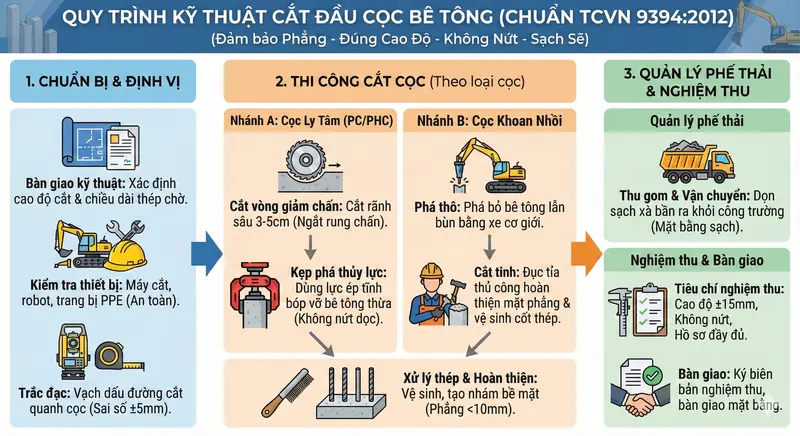 Quy trình thi công cắt đầu cọc bê tông